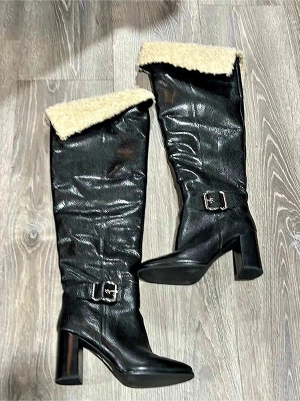 Black Over-the-Knee Heeled Boots
